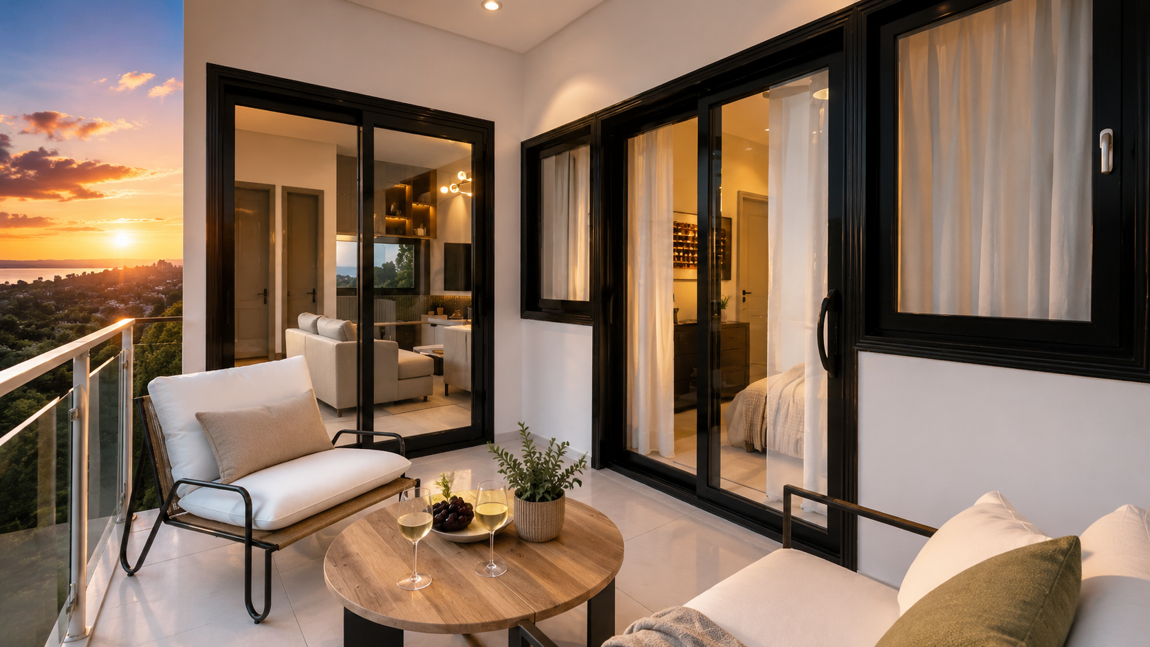 The Summit penthouse private balcony, night